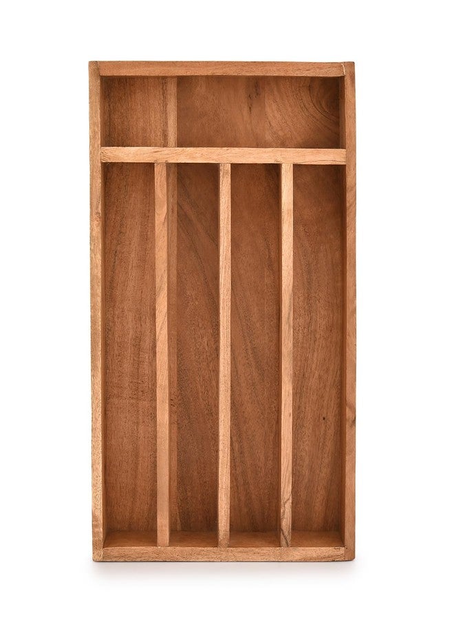 Mahasu Flatware Organizers Acacia Wood Silverware Organizer, Utensil Drawer Organizer for Cutlery 5 Slots for Flatware Cutlery Knives (14" X 10" X 2") - Image 3
