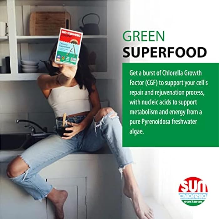 Sun Chlorella 500mg Whole Body Wellness Green Algae Superfood Supplement - Immune Defense, Gut Health, Natural Purification, Energy Boost - Chlorophyll, B12, Iron, Protein - Non-GMO - 120 Tablets - Image 4