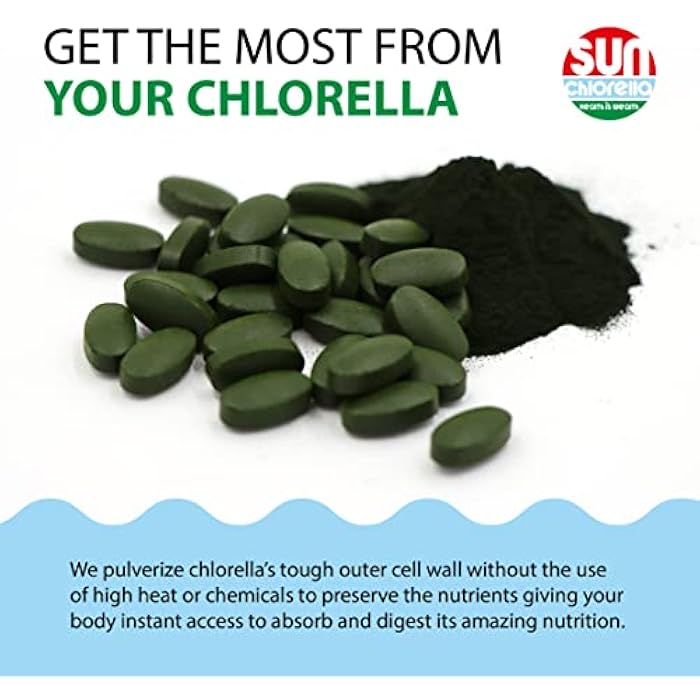 Sun Chlorella 500mg Whole Body Wellness Green Algae Superfood Supplement - Immune Defense, Gut Health, Natural Purification, Energy Boost - Chlorophyll, B12, Iron, Protein - Non-GMO - 120 Tablets - Image 5