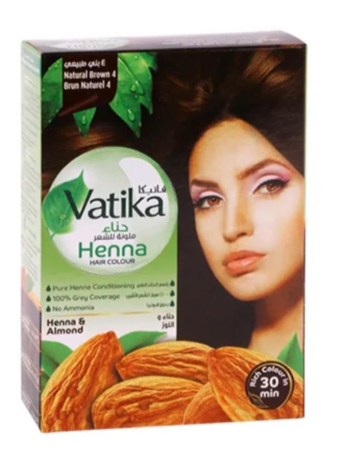 VATIKA Henna Hair Colour 100% Grey Coverage No Ammonia Brown 60grams  - Image 1