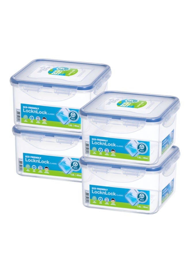 LocknLock مجموعة حاويات تخزين الطعام Lock & Lock Easy Essentials - 4 قطع، شفاف