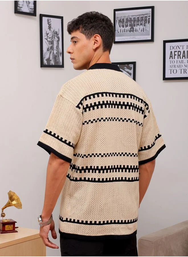 شركة المرآب الهندية Men Relaxed Fit Self Design Half Sleeves Regular collar Casual Shirt