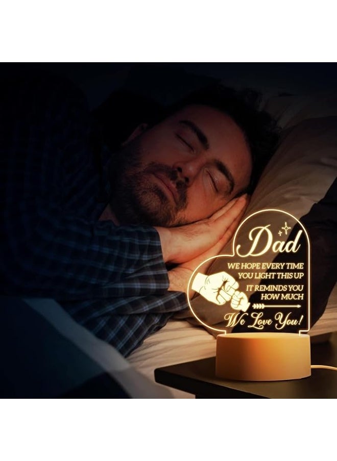ماركة غير محددة مصباح ليلي LED SM4U للأب، صندوق إضاءة مزخرف على شكل قلب مع رسالة عاطفية، يعمل بالبطارية، تحكم باللمس، أبيض، 45 سم  - Image 1