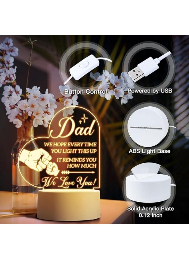ماركة غير محددة مصباح ليلي LED SM4U للأب، صندوق إضاءة مزخرف على شكل قلب مع رسالة عاطفية، يعمل بالبطارية، تحكم باللمس، أبيض، 45 سم  - Image 3