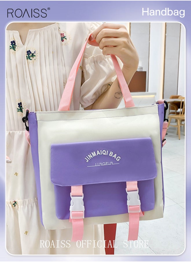 roaiss - 5 PCS Set of Kid Backpack Fashion Children's New Oxford Cloth Schoolbag Girls Junior High School Student Bag Large Capacity with Pendant Lunch Bag Pencil Case Handbag Coin Purse for Teenagers - Image 1