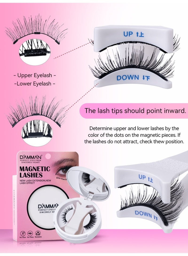 D'AMMA'N Magnetic Eyelashes Kit With Applicator & Mirror, Reusable Natural False Lashes, No Glue Needed, Lightweight Easy To Apply Magnetic Lashes For Beginners - Image 5