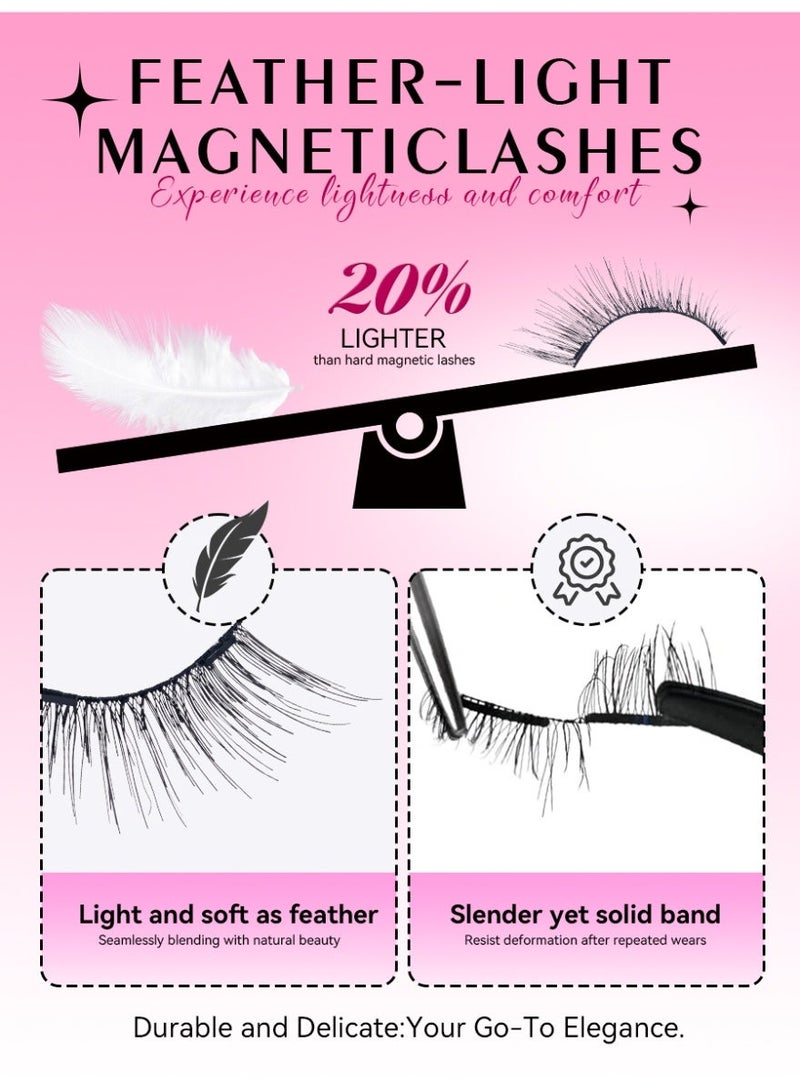 D'AMMA'N Magnetic Eyelashes Kit With Applicator & Mirror, Reusable Natural False Lashes, No Glue Needed, Lightweight Easy To Apply Magnetic Lashes For Beginners - Image 3