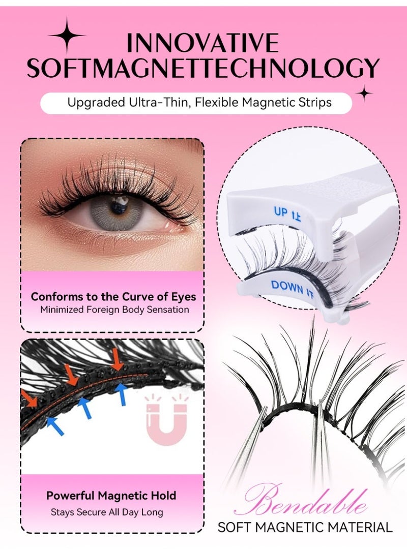 D'AMMA'N Magnetic Eyelashes Kit With Applicator & Mirror, Reusable Natural False Lashes, No Glue Needed, Lightweight Easy To Apply Magnetic Lashes For Beginners - Image 4