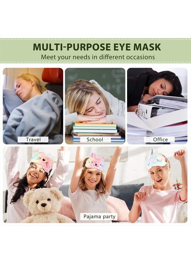 Geyoga Sleep Mask for Kids, Plush Sleeping Eye Cover 3 Pcs Soft Funny Blindfold Sleep Eye Cover Animal Sleeping Eye Shade for Kids Girls(Rainbow Color, Bunny, Cat and Unicorn Style) - Image 5