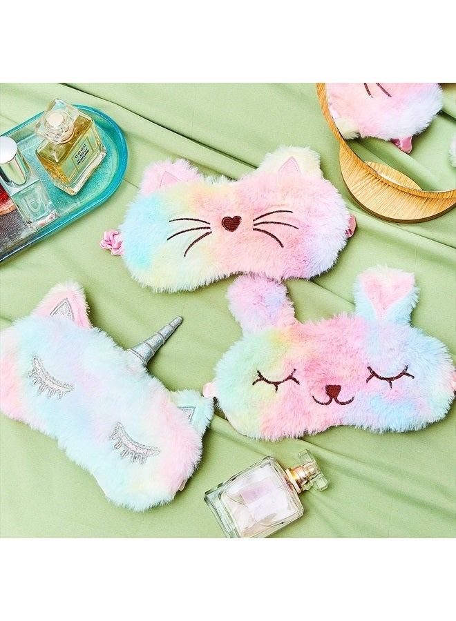 Geyoga Sleep Mask for Kids, Plush Sleeping Eye Cover 3 Pcs Soft Funny Blindfold Sleep Eye Cover Animal Sleeping Eye Shade for Kids Girls(Rainbow Color, Bunny, Cat and Unicorn Style) - Image 4