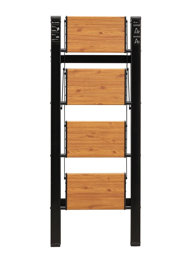 LAWAZIM Pro7 4-Step Folding Ladder - Brown - 150kg Load Capacity Step Stool with Wide Anti-Slip Pedals, Space-Saving Design, Support Rod Structure, and Noise-Free Feet - for Indoor and Outdoor Use - Image 4