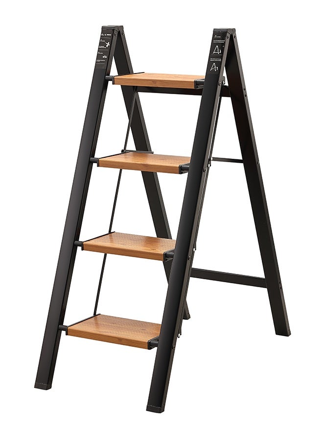 LAWAZIM Pro7 4-Step Folding Ladder - Brown - 150kg Load Capacity Step Stool with Wide Anti-Slip Pedals, Space-Saving Design, Support Rod Structure, and Noise-Free Feet - for Indoor and Outdoor Use - Image 1