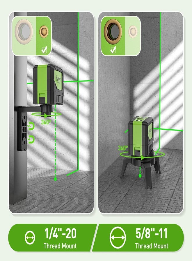 Huepar Laser Level with 2 Plumb Dots - Huepar 2 Plumb Points and 2 Cross Line Alignment Laser Level Tool with 180° Wide Angle, 2 In 1 Multi-Use Green Plumb Laser Self Leveling Laser Leveler - 9211G - Image 5