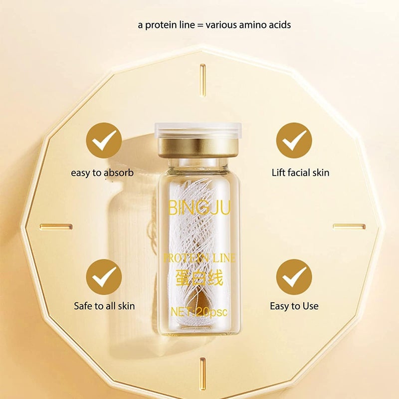 woobles Korean Protein Thread Lifting Set,Soluble Protein Thread and Nano Gold Essence Combination, Absorbable Collagen Thread for Face Lift, Deeply Moisturize Skin (With 5 X Protein Thread) - Image 5