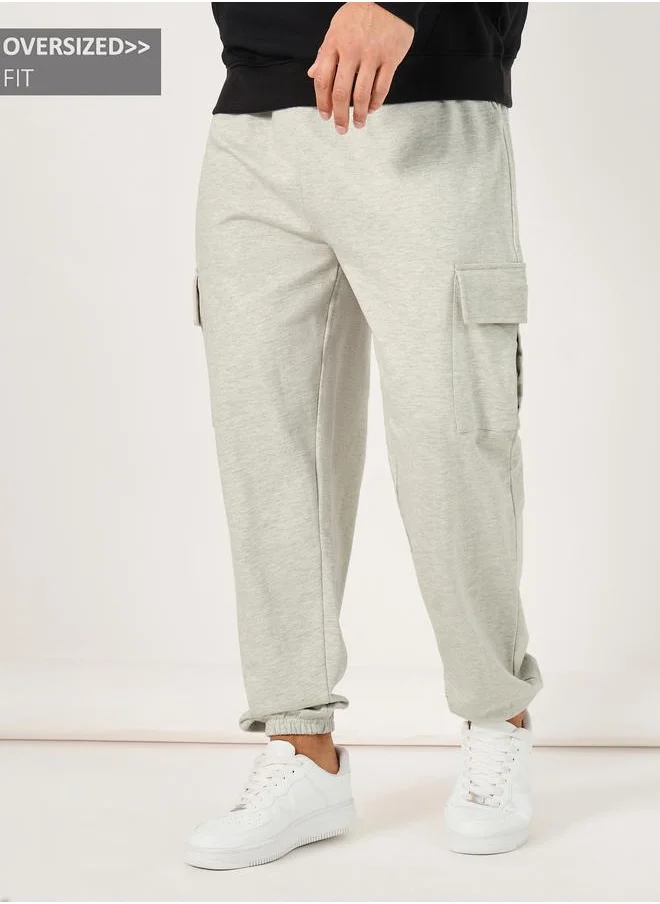 Styli Styli Oversized Fit Cargo Joggers with Elasticated Hem
