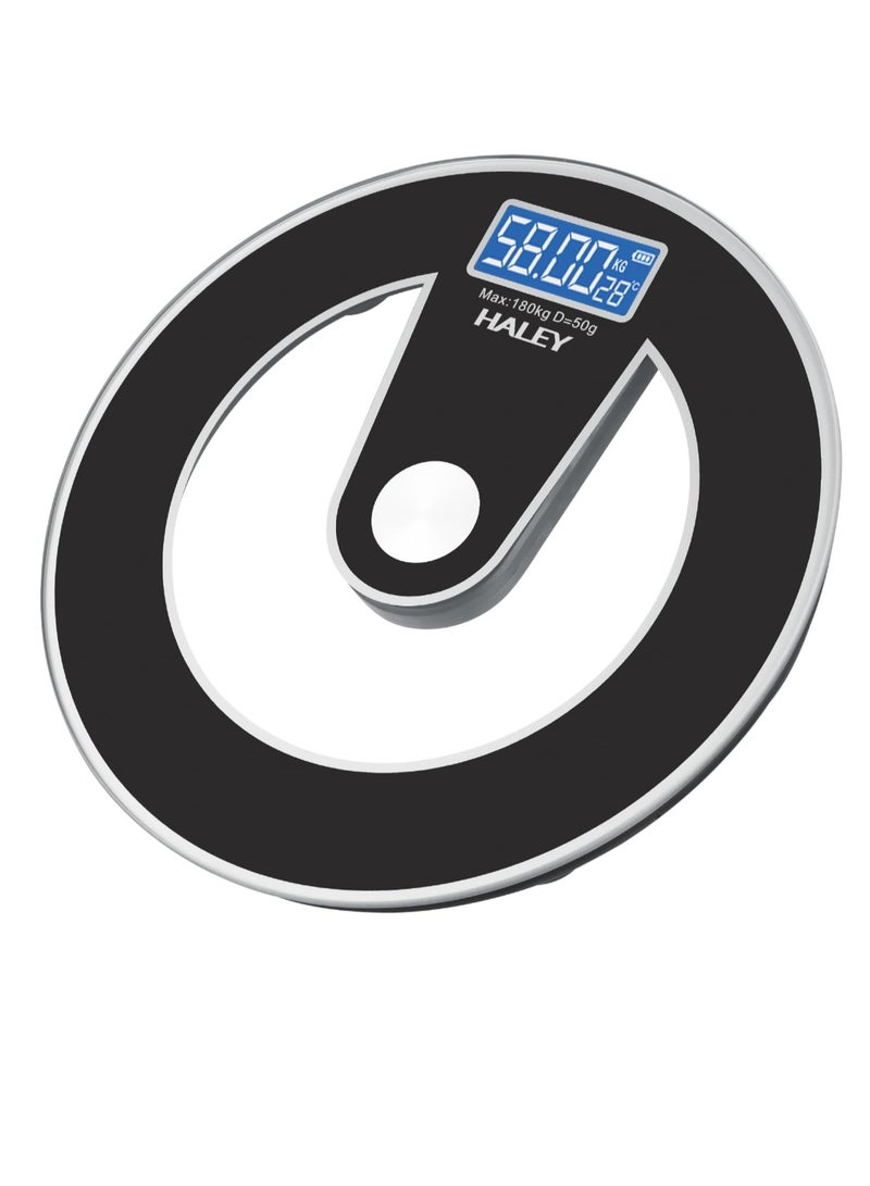 Haley Wtrtr HALEY 180Kg Weight Scale, Round Body Fat Scale, Body Digital Scale, Wireless Digital Bathroom Scale.2 Years Warranty.HY-5001 (Round black) - Image 1