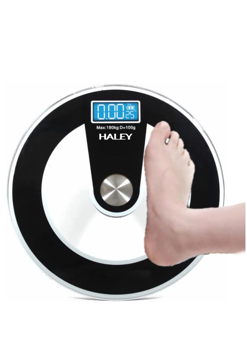 Haley Wtrtr HALEY 180Kg Weight Scale, Round Body Fat Scale, Body Digital Scale, Wireless Digital Bathroom Scale.2 Years Warranty.HY-5001 (Round black) - Image 2