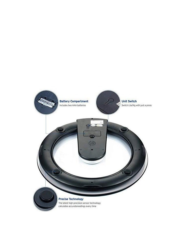 Haley Wtrtr HALEY 180Kg Weight Scale, Round Body Fat Scale, Body Digital Scale, Wireless Digital Bathroom Scale.2 Years Warranty.HY-5001 (Round black) - Image 5