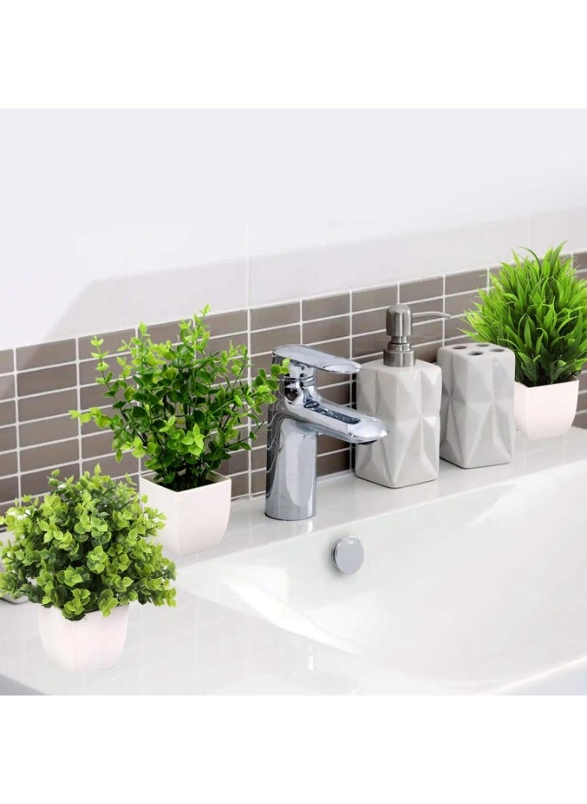 Generic 3Pack Mini Fake Plants in Pots,Artificial Plastic Eucalyptus Plants,Wheat Grass Potted Faux Plants Indoor for Office Desk Coffee Table Bathroom Bedroom Home Decorations  - Image 3