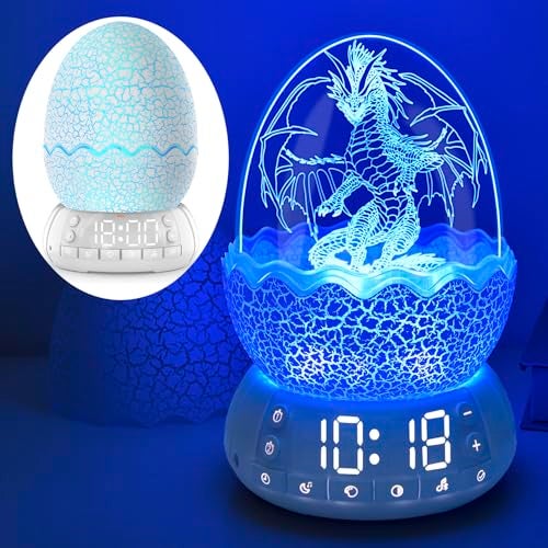 MTDYHY Multifunction Alarm Clock with Sunrise Simulation Dragon Egg lamp Portable Touch Control Egg Night Light 20 Soothing Sounds Bluetooth Speaker Timer Sleep Aid Unique GiftDecor - Image 1