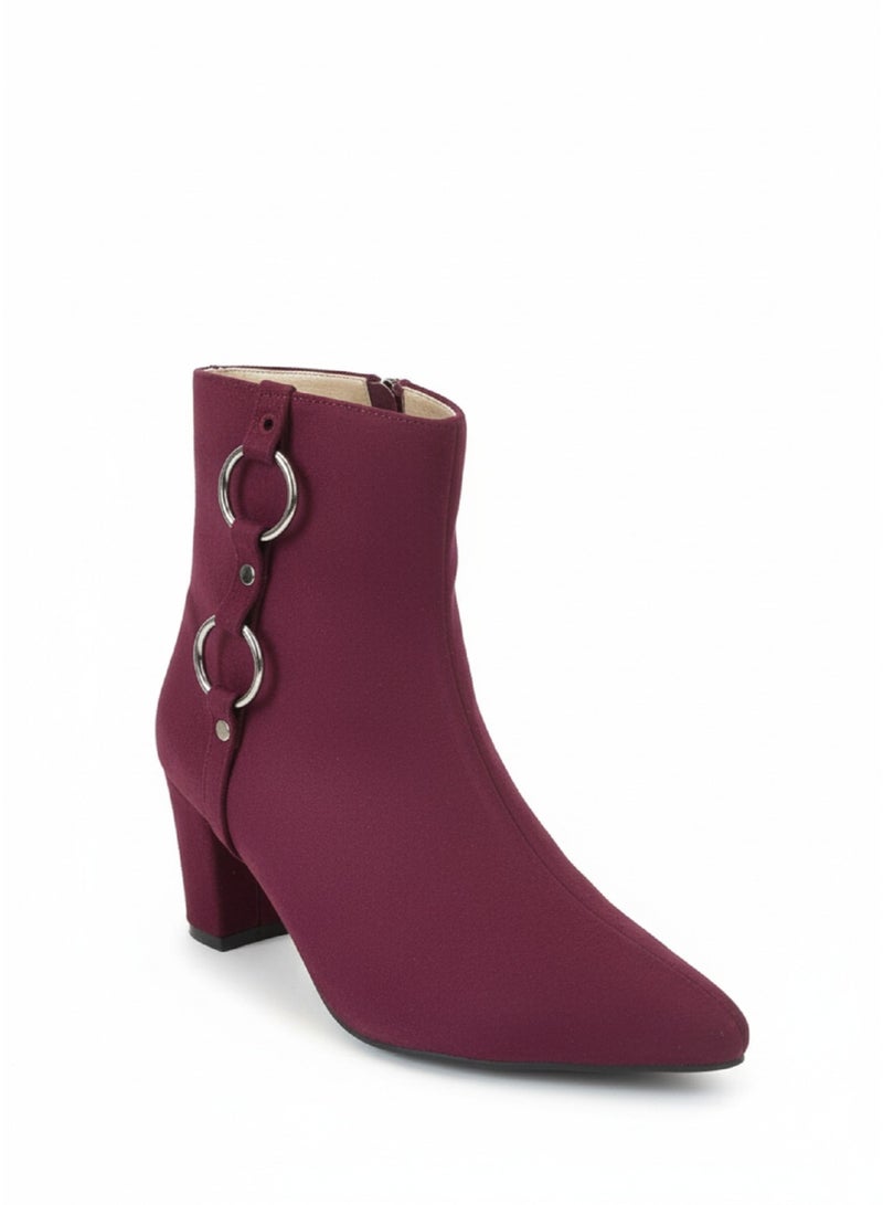 فيبراندا بوت أنيق بكعب متوسط وتفاصيل حلقات معدنية - Image 4