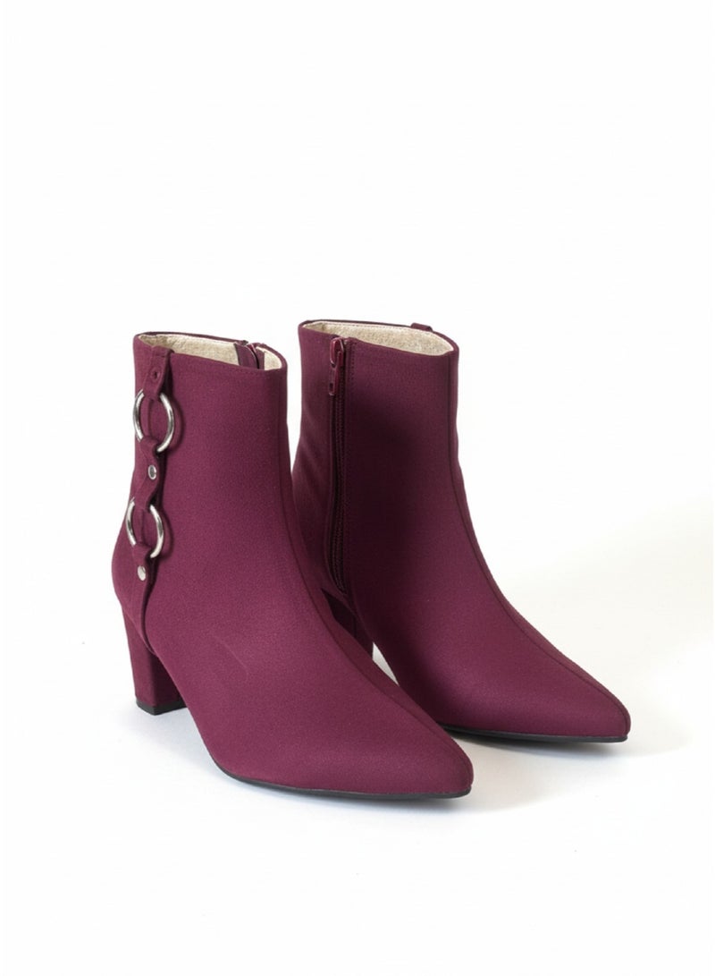 فيبراندا بوت أنيق بكعب متوسط وتفاصيل حلقات معدنية - Image 5