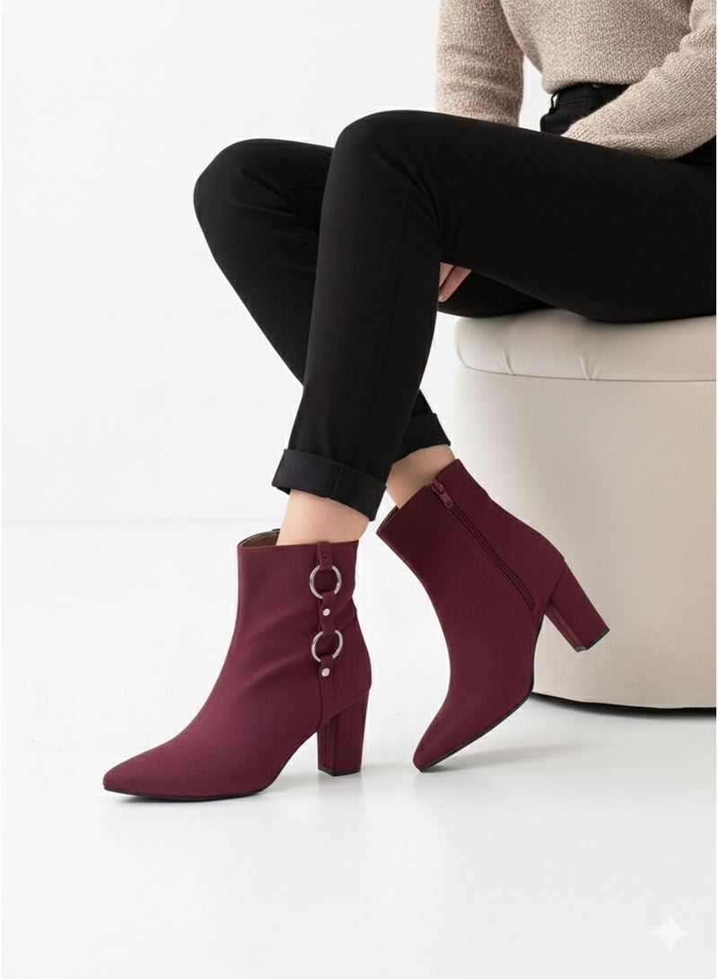 فيبراندا بوت أنيق بكعب متوسط وتفاصيل حلقات معدنية - Image 1