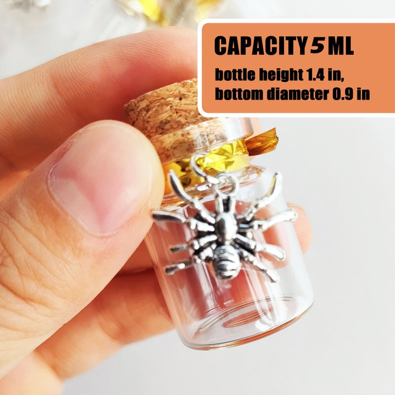 MINELEVEN 25 pcs 5ml Small Glass Bottles with Cork Stoppers and Pendants, Glass Vials Tiny Jars for Wedding Favors Party Gift Room Decoration DIY Bottles - Image 4