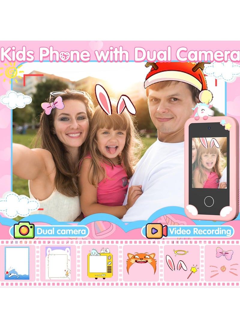 Mr. Penda Kids Smart Phone Toys with Case, Dual Camera Travel Toys Educational Games, 2.8" Touchscreen 22 Learning Games Music Player, 32g Sd Card, Gifts for 3+ Year Old Girls Boys (Pink) - Image 4