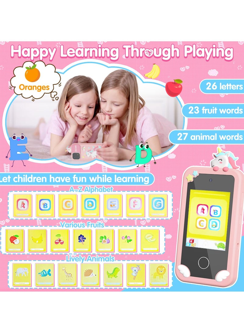 Mr. Penda Kids Smart Phone Toys with Case, Dual Camera Travel Toys Educational Games, 2.8" Touchscreen 22 Learning Games Music Player, 32g Sd Card, Gifts for 3+ Year Old Girls Boys (Pink) - Image 5