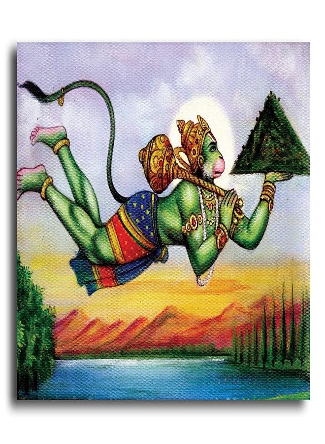 PIXELARTZ Hanuman Ji the Sanjivani Quest Canvas Painting without Frame (Fabric, Multicolour, Small) - Image 1