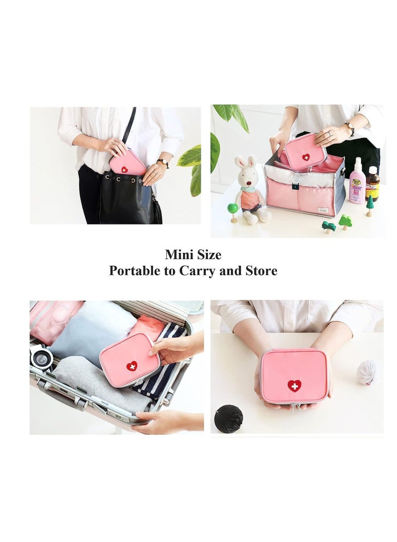 SOLARAE 2 Pcs Portable Mini First Aid Pouch Empty Travel Medicine Bag Double Zippers Handy Pills Pocket for for Office Travel Home Vehicle Beach Emergency Zipper Pouch Small Size - Image 4