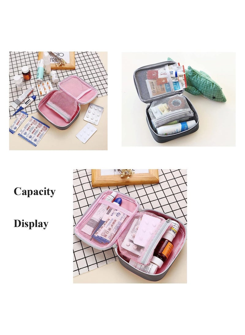 SOLARAE 2 Pcs Portable Mini First Aid Pouch Empty Travel Medicine Bag Double Zippers Handy Pills Pocket for for Office Travel Home Vehicle Beach Emergency Zipper Pouch Small Size - Image 3