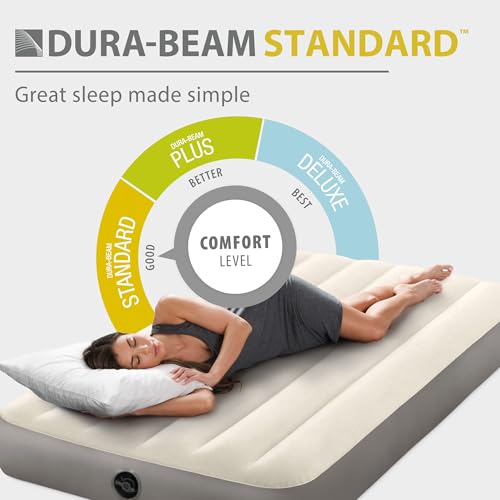 Intex Polyvinyl Chloride (Pvc) Deluxe Singlehigh Airbed Twin, Beige - Image 4