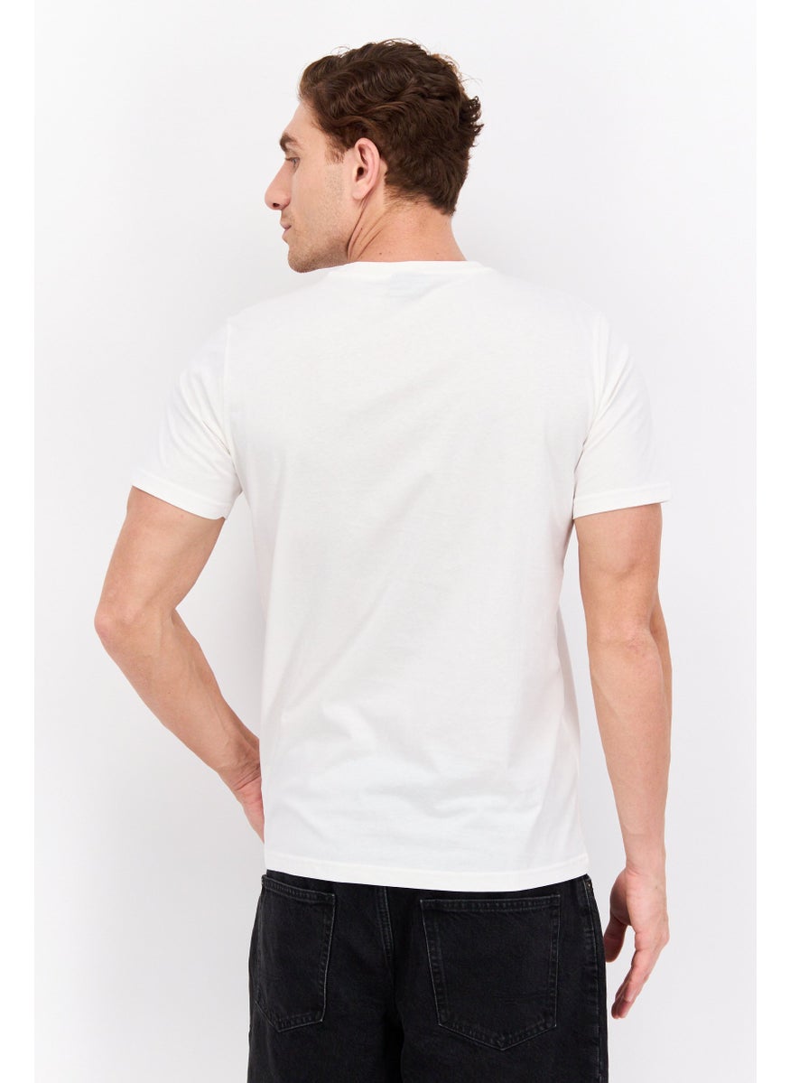 ELVIS Men Crew Neck Short Sleeves Graphic Printed T-Shirt, Off White  - Image 3