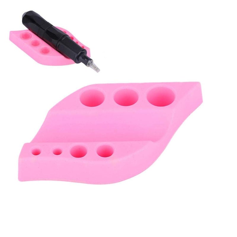 YOSOO Ink Holder Pen Holder Microblading Pigment Ink Cup Pen Stand Makeup Accessories Pen Eyebrow Holder Silicone Pigment Ink Cotton Swabs Cup Holders(Pink)