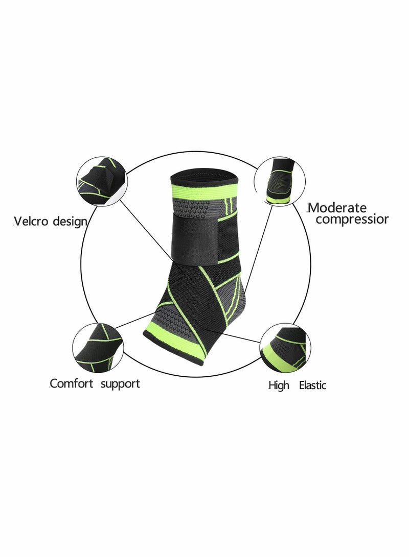 Ankle Braces, Adjustable Compression Ankle Support Men & Women, Strong Ankle Brace Sports Protection, Stabilize Ligaments-Eases Swelling and Sprained Ankle (Large, Green, 2PCS) - Image 3