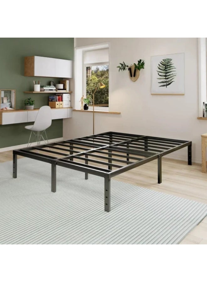 HOCC 35.6CM High Metal Platform Bed Frame 201.9 x 151.4 CM – Double Bed Frame with Under Bed Storage, Heavy Duty Steel Slats, No Bed Board, Black - Image 5
