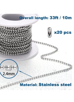 Ball Bead Chain Stainless Steel 33ft Beaded Chain Necklace Chains