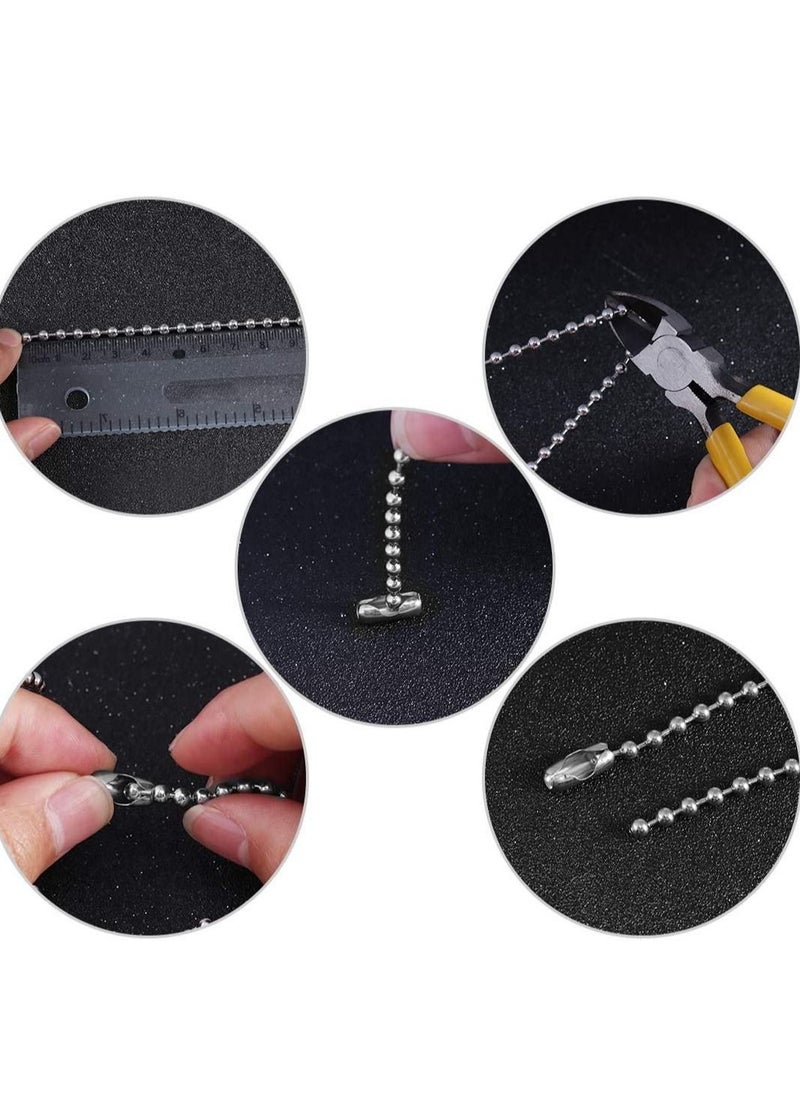 Excefore - Ball Bead Chain, 10 Meters Stainless Steel Chains Necklace with 20pcs Connectors Clasps, for Jewelry Making Bracelet Military Crafts, Silver Metal Pull Chain Small Roll - Image 1