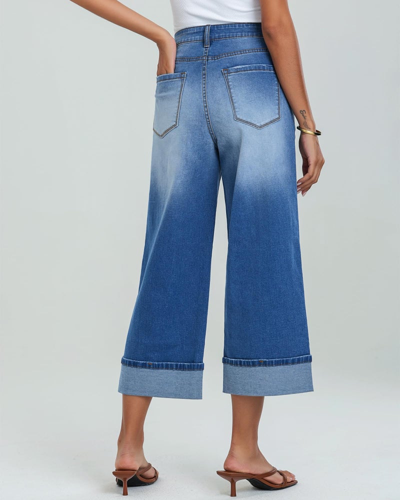 GRAPENT Business Casual Outfits for Women Western Outfit for Women Womens Clothes Trendy Ladies Capri Pants Women's Capris and Cropped Pants Women's Clothing Color Medium Blue X-Large Size 16 Size 18 - Image 4