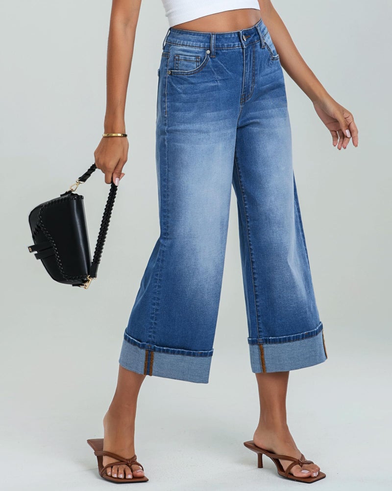 GRAPENT Business Casual Outfits for Women Western Outfit for Women Womens Clothes Trendy Ladies Capri Pants Women's Capris and Cropped Pants Women's Clothing Color Medium Blue X-Large Size 16 Size 18 - Image 3