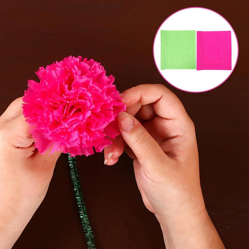 BESTonZON 2 Rolls Crepe Paper Craft Paper Roll in Fruit Green and Rose Red 180g Wrinkled for Crafting Party Decorations Floral Bouquet Making - Image 5