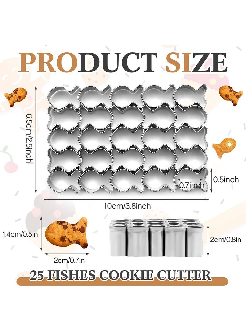 ممون قطاعة بسكويت على شكل سمكة ذهبية، قطاعة بسكويت ذات 25 تجويف، قوالب بسكويت صغيرة مع فرشاة تنظيف، عجينة غير لاصقة، قالب خبز من الفولاذ المقاوم للصدأ - Image 3