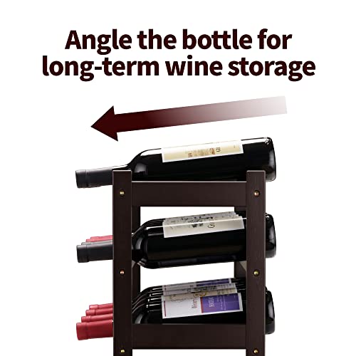 VASMIA Bamboo Wine Rack, Sturdy and Durable Wine Storage Cabinet Shelf, Wine Racks Countertop for Pantry,Kitchen,3-Tier 12 Bottles Wine Rack Brown - Image 5