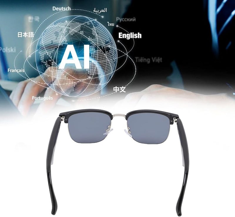 Vbestlife AI Smart Glasses Bluetooth 5 3 Real Time Translation 144 Languages 8H Battery Voice Control Black - Image 4