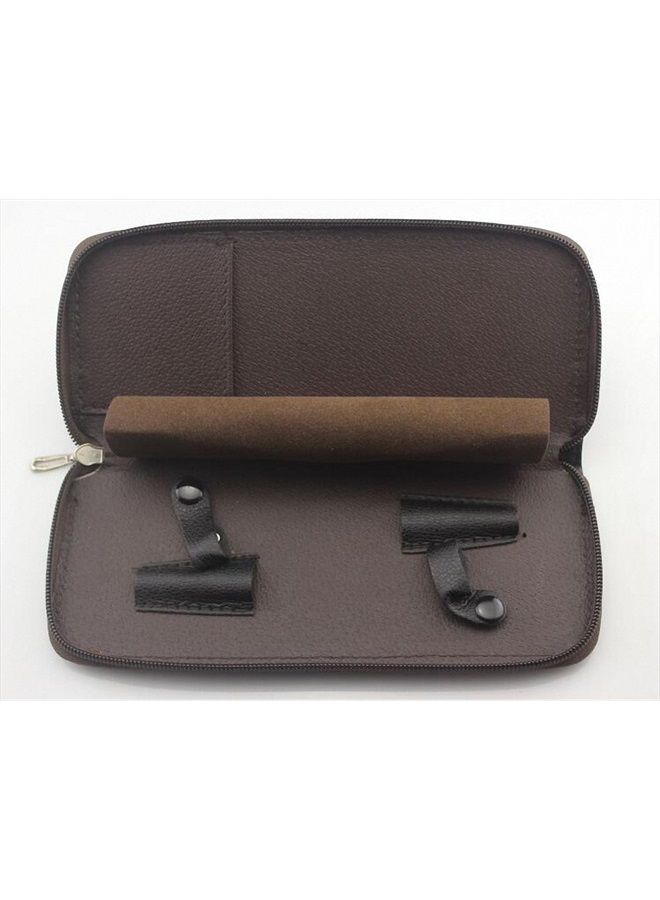 scissor bag Salmony Leather Hair Scissors Bag Barber Salon Case Hairdresser Accessories Black Color Hand Styling Tools Supplies - Image 3