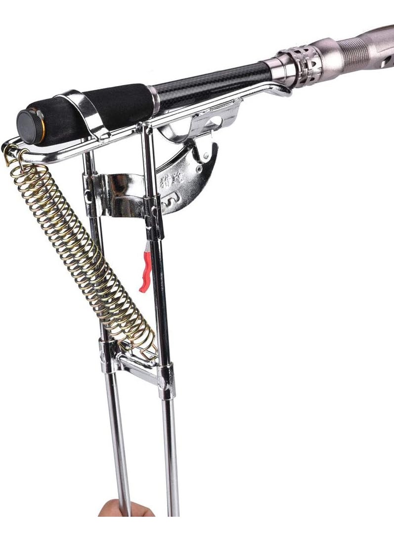 HURRISE 2ps Automatic Spring Fishing Rod Holder Adjustable Fishing Rod Holder with Stainless Steel for Ground Support Brackets  - Image 4