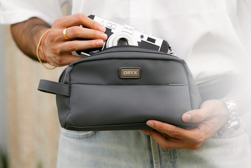 ORYX O-Pouch Stylish Modern Essentials Organizer Pouch Spacious & Textured Grey - Image 2