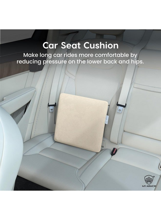 ماي ارمور وسادة ميموري فوم مربعة من ماي آرمور للسيارة والأريكة/الديوان والسرير والكرسي والديكور | متينة للغاية ومضادة للحساسية | غطاء مخملي | كريمي، عبوة من قطعتين [14 بوصة × 14 بوصة × 4 بوصة] - Image 3